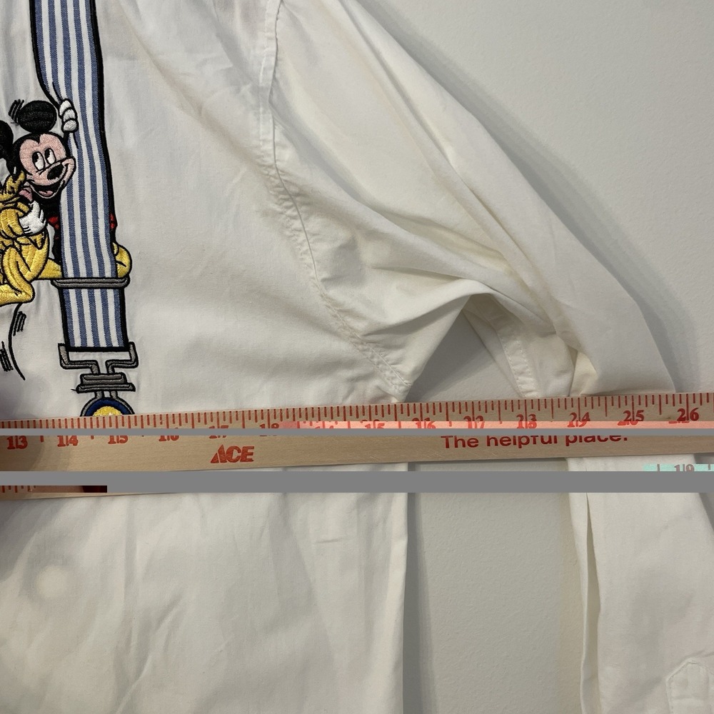 Vtg 90s Walt Disney World Mickey Mouse Suspender Shirt Embroidered Trompe L'oeil - Picture 8 of 16